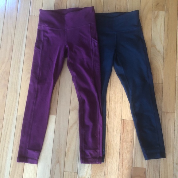 2 pairs ivivva leggings ankle length berry and navy 8 - Picture 3 of 4
